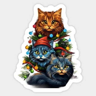 Cat Christmas Tree Sticker